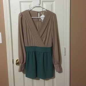Tan and Green semi-formal romper
